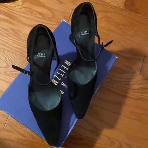 Stuart Weitzman black suede platform shoes